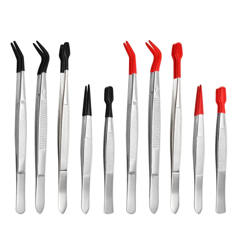 1pcs Tweezers With Rubber False Eyelash Adhesive Attachment Clamp Tips Tweezers Rubber Silicone Coated Multifunctional Product HIP