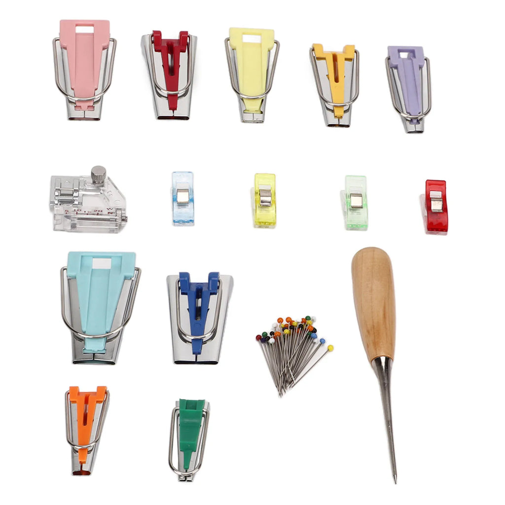 Sew Bias Tape Maker Kit with Snap On Binder Foot 9 Bias Tape Makers Quilt Awl Bias Tape Maker Machine HIP