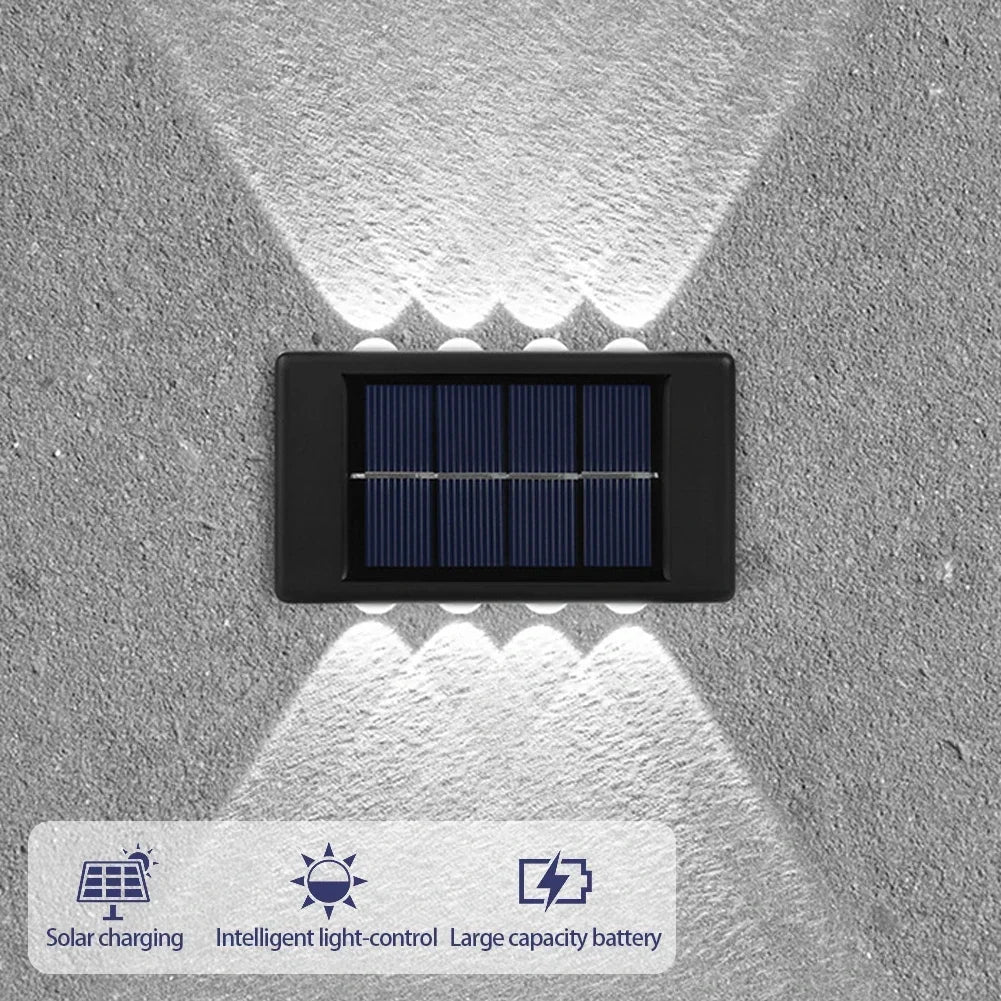 LED Solar Wall Lamp Outdoor Waterproof Up and Down Luminous Lighting Garden Decoration Solar Lights Stairs Fence Sunlight Lamp HIP