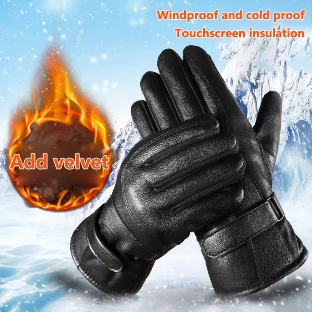 Thermal Fleece Touch Screen Winter Gloves – PU Leather Winter Sport Gloves HIP