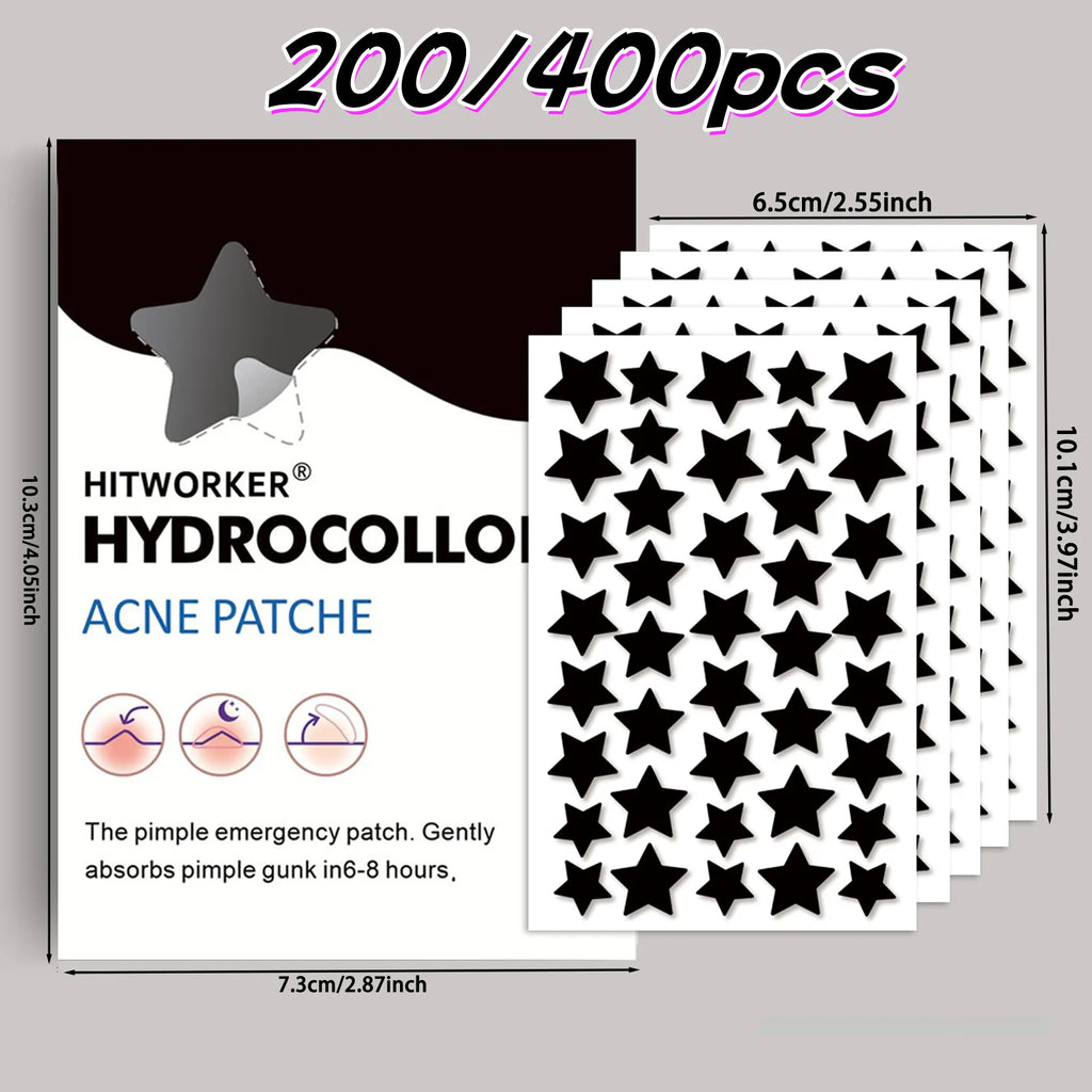 Black Star Shaped Hydrocolloid Acne Patch 200/400 Pieces/Box Acne Patch, Alcohol Free, Gentle And Non Irritating Absorption HIP