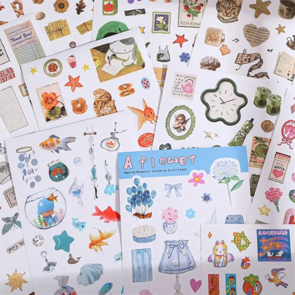 50-Sheet Sticker Book – 1300+ Retro Animal & Fruit Stickers Craft Sticker Book HIP