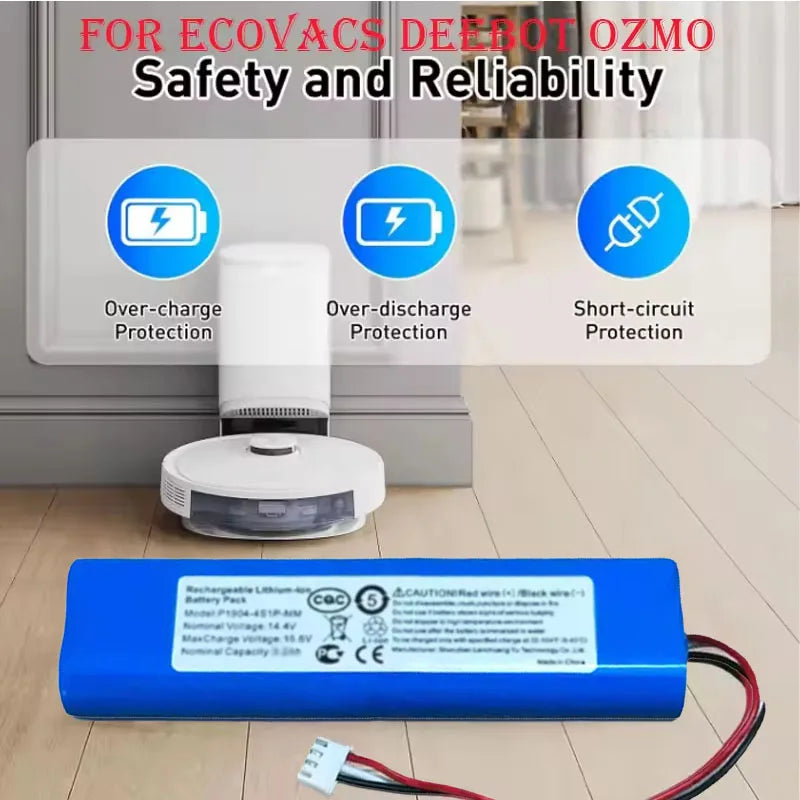 12800mAh Battery for Ecovacs Deebot Ozmo 950, X1, T8, T9, T10 Robot Vacuum Battery HIP