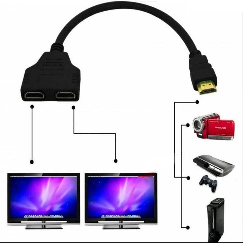 HDMI Splitter Cable 1 In 2 Out – 1080p HD Adapter HDMI Splitter Cable HIP