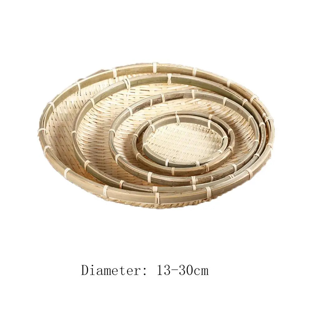 Handmade Woven Bamboo Tray Basket – Bread, Fruit & Wall Décor Woven Basket Tray HIP