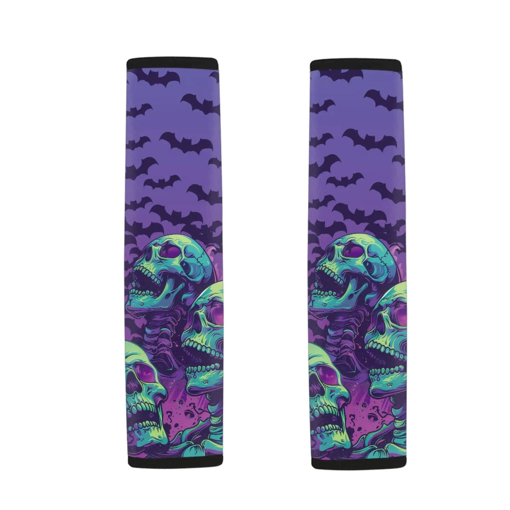 Purple Bat Skull Seatbelt Covers – 2-Pack Car Seat Belt Pads Seatbelt Cover Set HIP 1