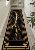 Black Gold Marble Runner Rug – Non-Slip Washable Floor Mat Runner Rug HIP 3 50X150cm-Felt