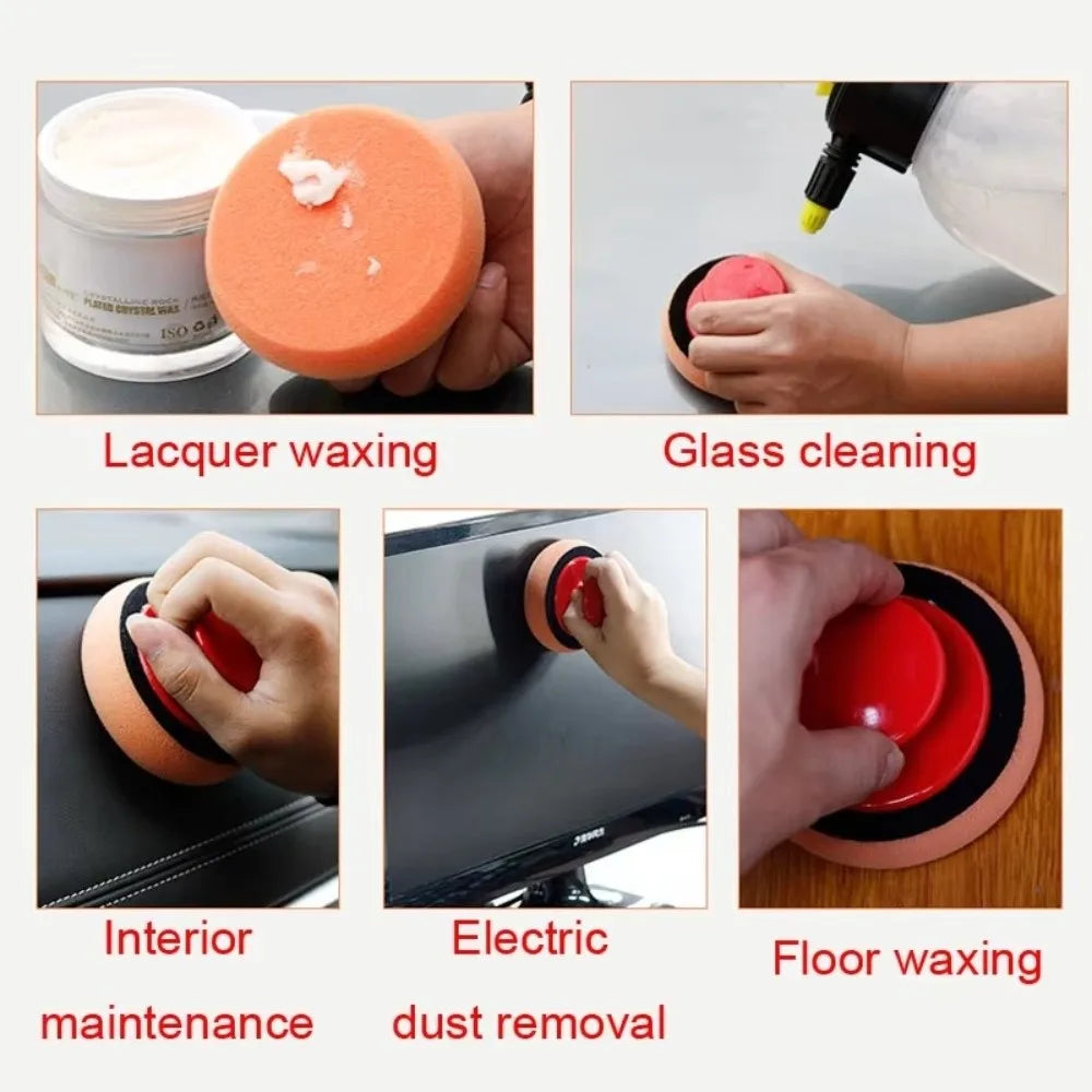 6-Piece Car Wax Polish Pad Kit with Handle | Foam Sponge Car Polish Pad Kit HIP
