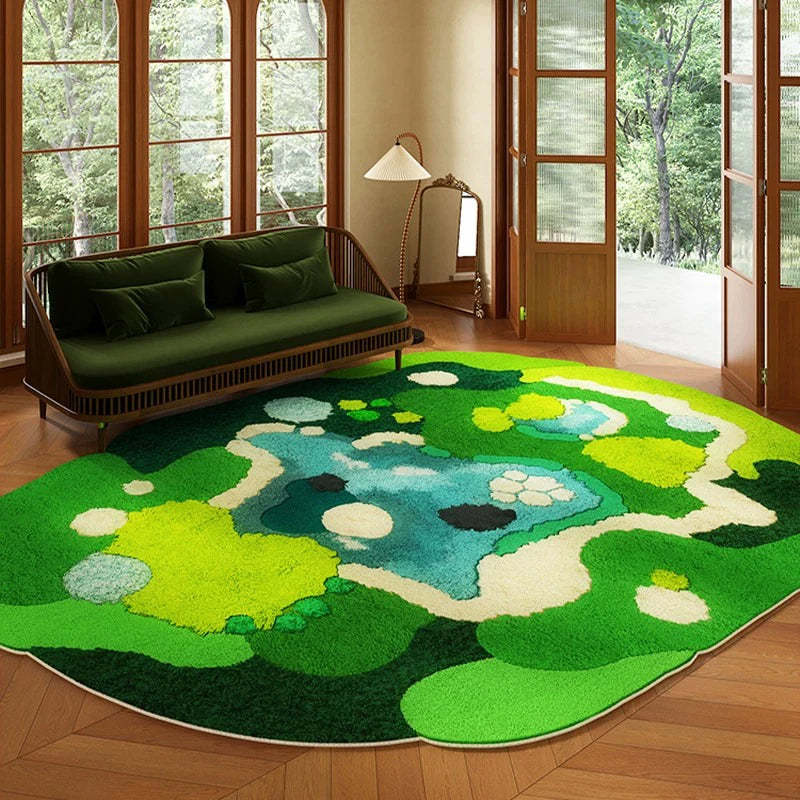 Soft Faux Cashmere Large Area Rug – Green Geometric Carpet Area Rug HIP GU6387-YD 240x360cm