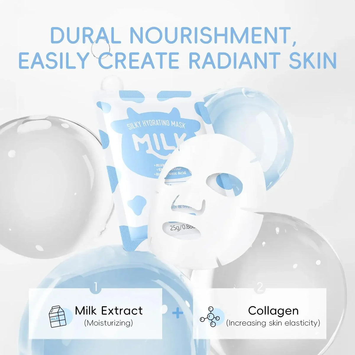 LAIKOU Milk Collagen Face Mask 25g – Hydrate & Brighten Hydrating Sheet Mask HIP