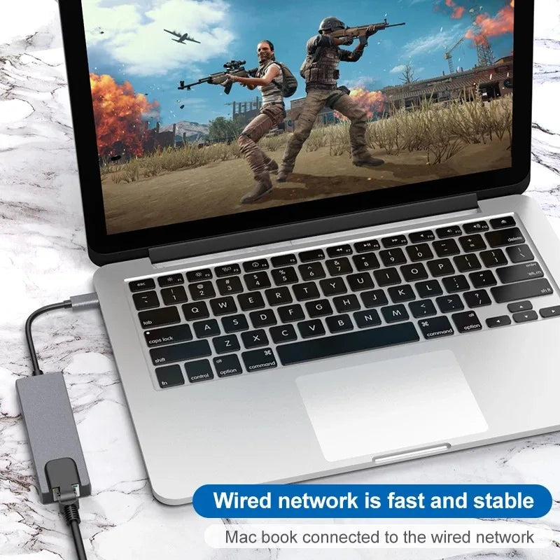 5-in-1 USB-C Hub – 4K HDMI, RJ45, SD/TF & 100W PD USB-C Hub Adapter HIP