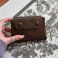 Korean Retro Women's Short Wallet – PU Leather Multi-Card Purse Women's Short Wallet HIP Brown