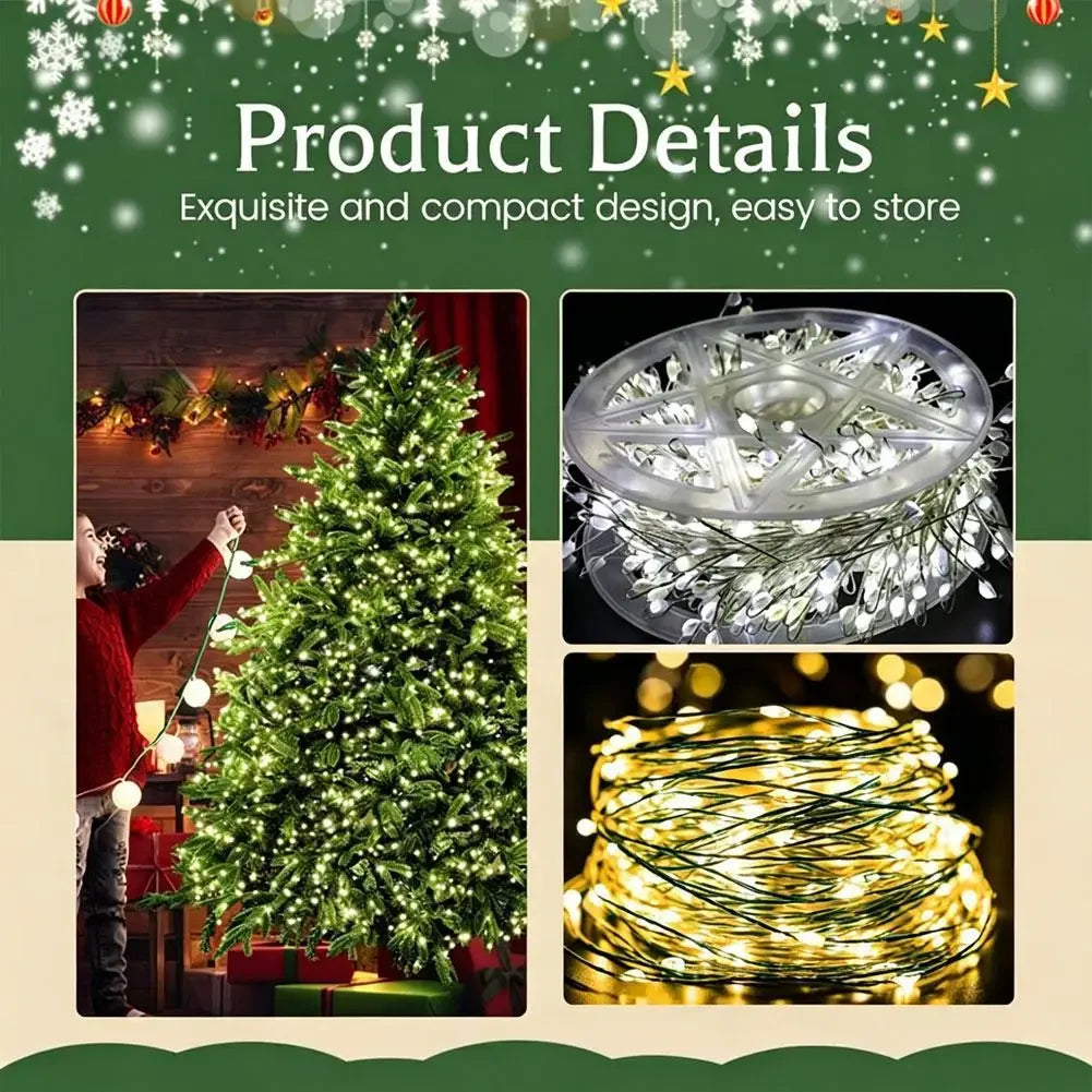 LED Copper Wire Firecracker String Lights 9M/20M/30M/50M/75M Green Wire With Remote EU/US Plug Christmas Decoration HIP