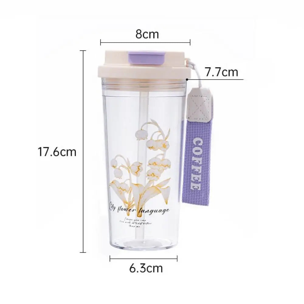 550ml Portable Leak-Proof Plastic Water Cup with Carrying Rope Portable Water Cup HIP