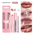 3 in 1 Lipstick Lip Liner Lip Gloss Set Easy Coloring Moisturizing Lip Sticks Suitable for All Occasions Lip Makeup Cosmetic Gif HIP set1
