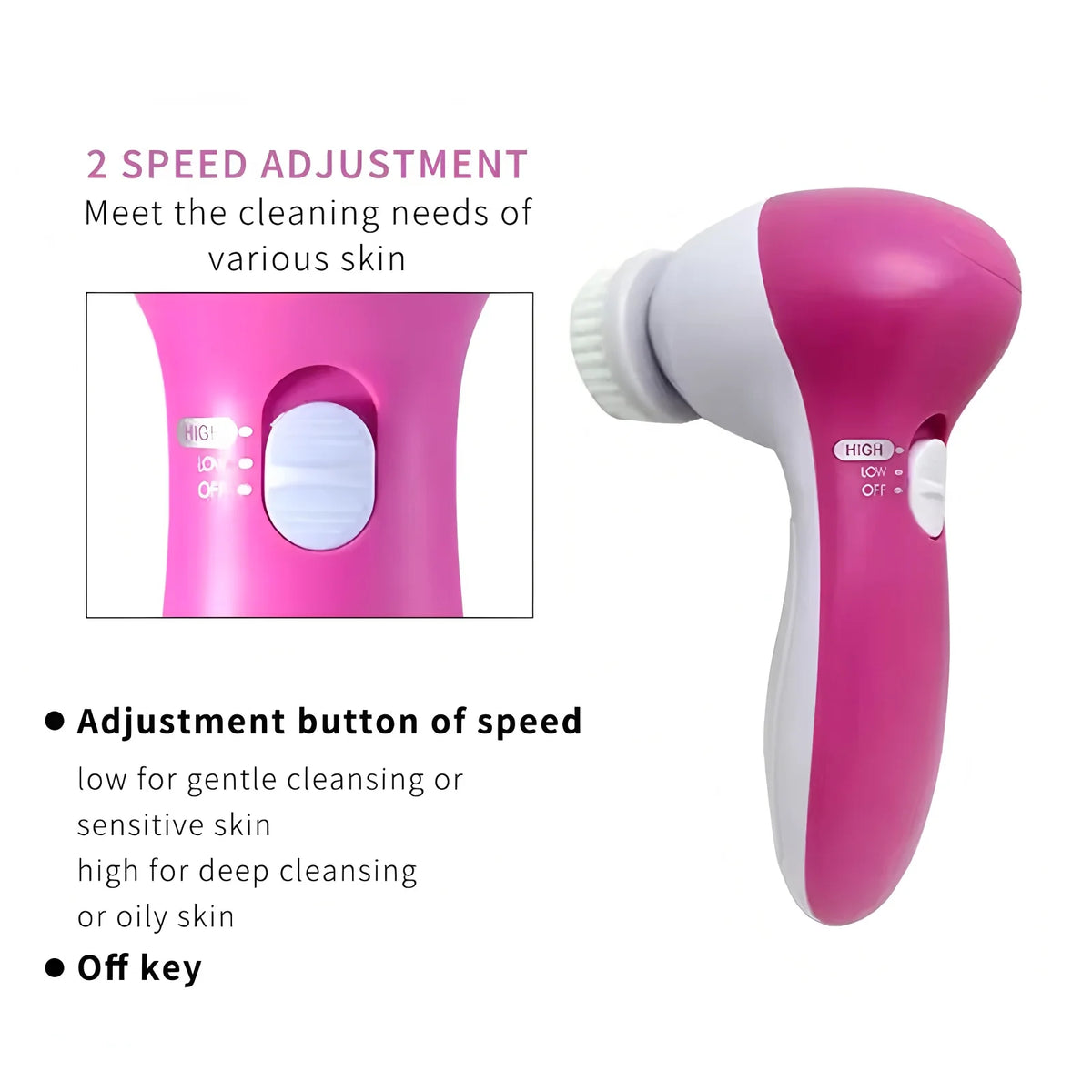 5-in-1 Electric Facial Cleansing Brush & Skin Massager | AXH Facial Cleansing Device HIP