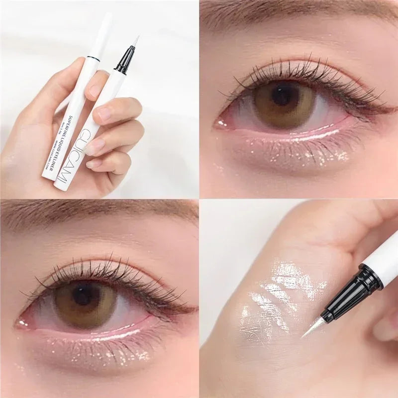 Ultra-fine Liquid Lying Silkworm Eyelash Pen Matte Brown Gray Eyeliner Highlighter Pencil Smooth Lasting Eye Shadow Stick Makeup HIP 01 Glitter