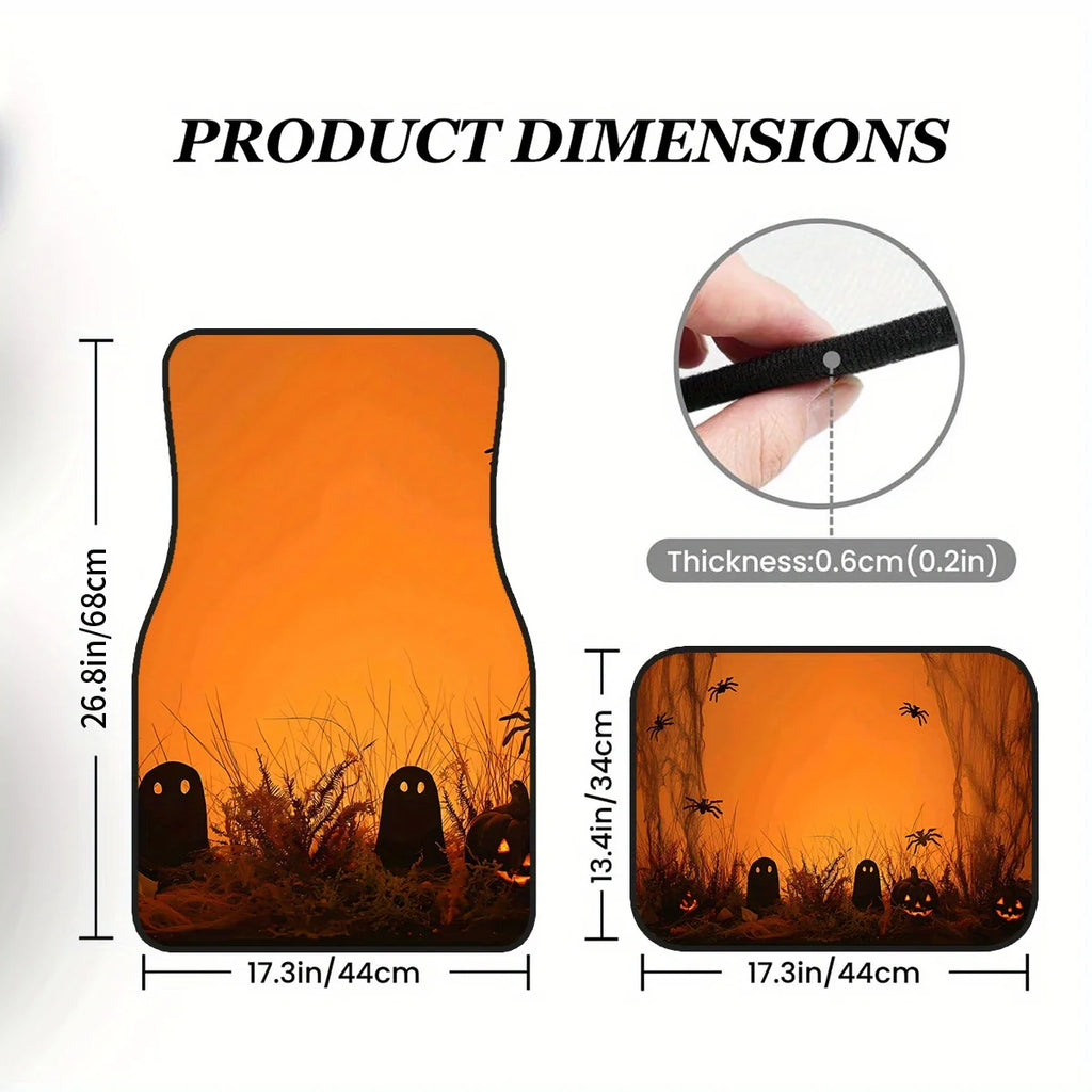 4-Pc Halloween Pumpkin Spider Car Floor Mats – Waterproof Car Floor Mats HIP