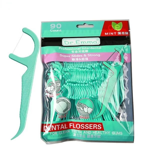 90pcs Dental Floss Flosser Picks Toothpicks Teeth Stick Tooth Cleaning Interdental Brush Dental Floss Pick HIP 90pcs