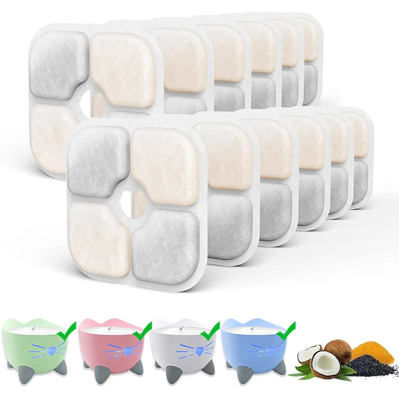 6/12/18/24PCS Activated Carbon Replacement Filters For Pet Automatic Drinking Fountain Battery Operated Cat Water Fountain HIP