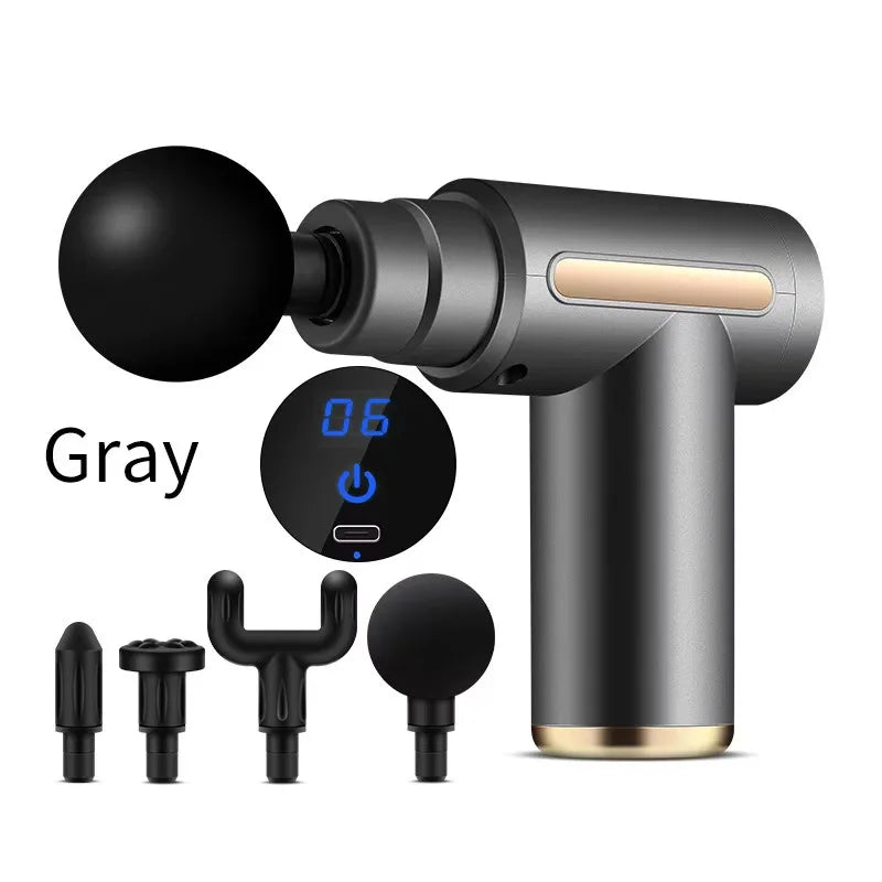 Mini Wireless Massage Gun – Handheld Vibration Massager Handheld Massage Gun HIP Gray