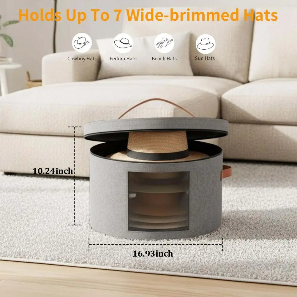 Collapsible Felt Hat Storage Box – Wide Brim Hat Organizer Hat Storage Box HIP