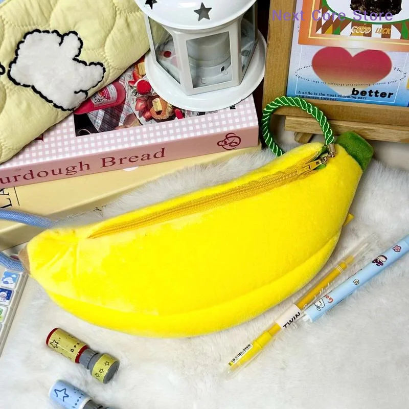 Kawaii Banana Plush Pencil Case – Cute Fruit Stationery Bag Plush Pencil Case HIP