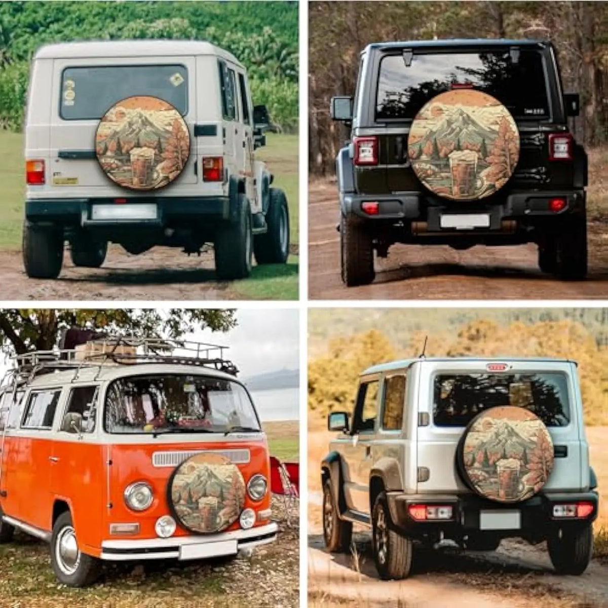 Mountain Beer Mug Spare Tire Cover – Weatherproof RV SUV Spare Tire Cover HIP