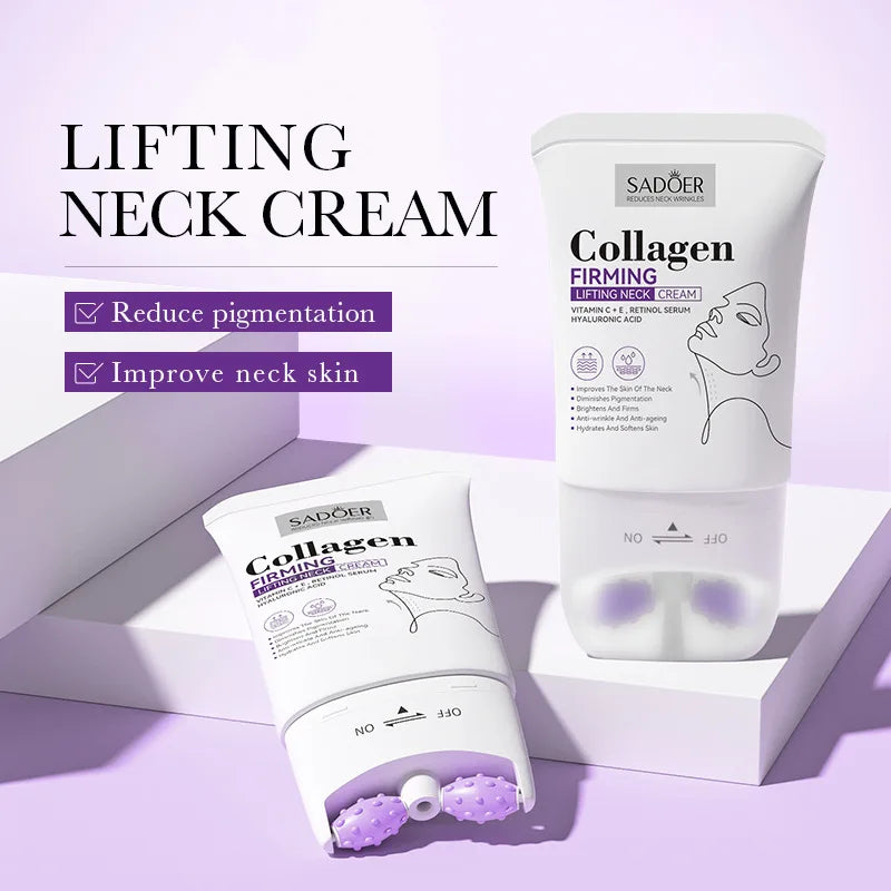 SADOER Collagen Firming Neck Cream with Massage Roller Neck Firming Cream HIP