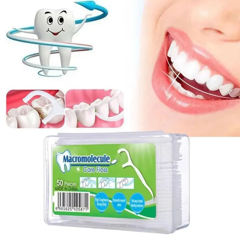 RUZOFO Disposable Dental Floss Picks – 50 Pcs/Box, 1–5 Boxes Dental Floss Picks HIP
