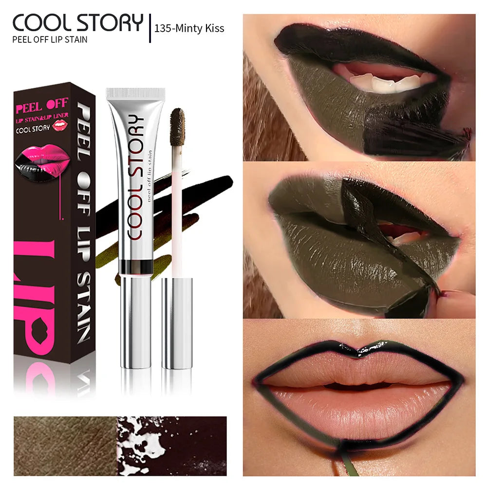 1pc Dark Brown Lip Liner Tattoo Peel Off Lipgloss Matte Lip Tint Contour Stain Waterproof Lasting Tear-off Lipstick Cosmetic HIP 135-1pc