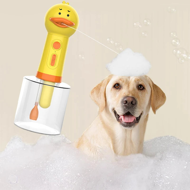 Small Yellow Duck Pet Cleaning Bathing Electric Foam Machine Usb Charging Automatic Soap Dispenser Foam Machine Pet Accessories HIP