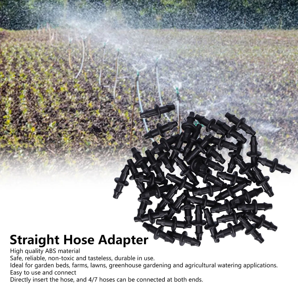 100pcs 4/7 2‑Way Connector Drip Irrigation Connector Fitting Garden Irrigation Accessories Barbed Connector Barbed Fitting HIP
