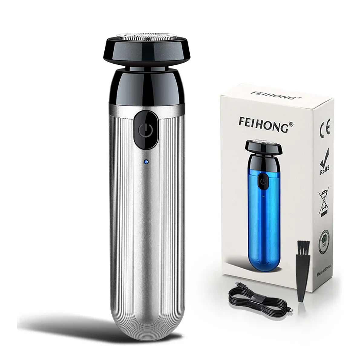 Mini Rechargeable Electric Shaver for Men – Portable & Fast Electric Shaver HIP C587-Silver
