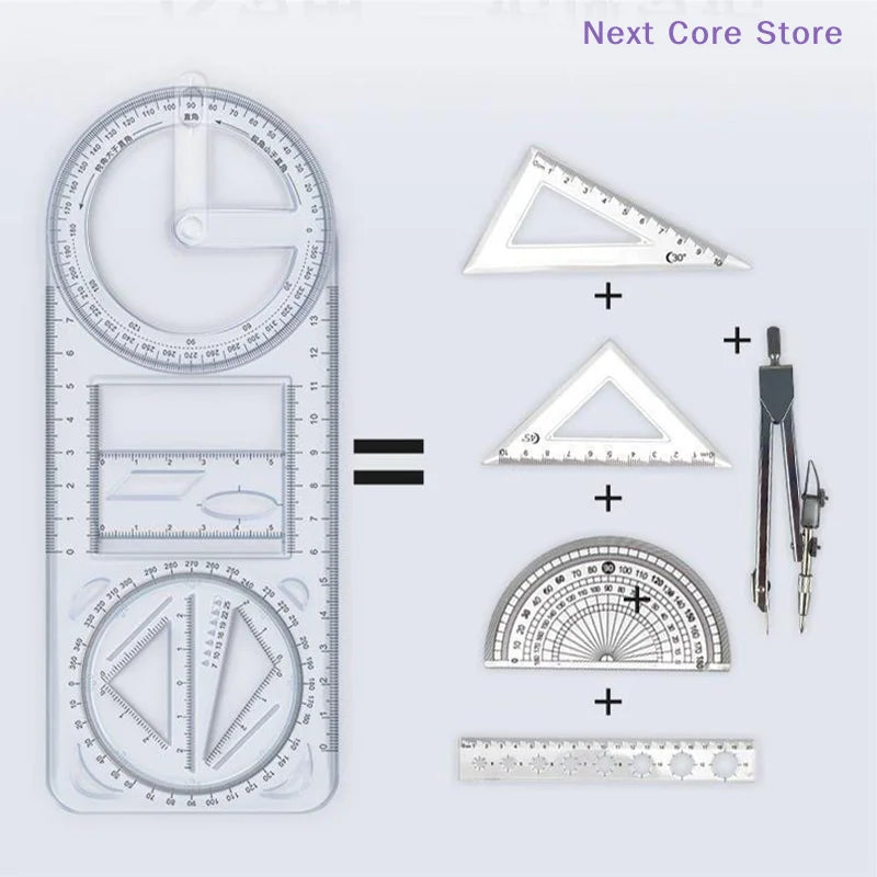 360° Geometric Drawing Ruler – Multifunctional Transparent Geometric Drawing Ruler HIP
