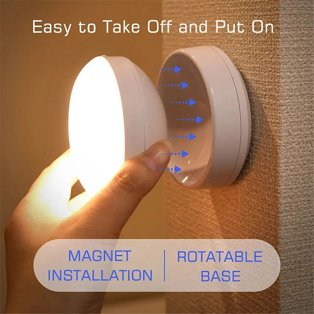USB Motion Sensor LED Night Light – Rechargeable Round Lamp Motion Sensor Night Light HIP