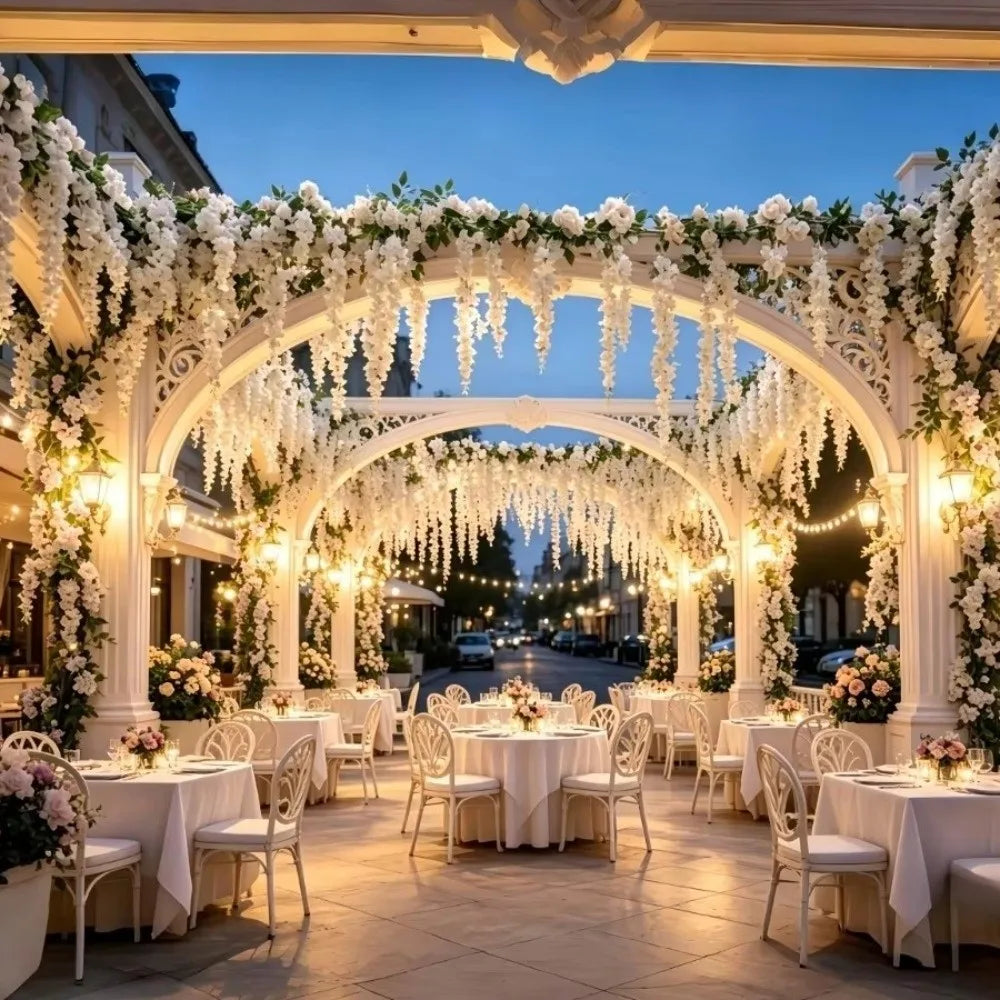 250cm Artificial White Rose Vine Garland | Faux Flower Wall Decor Artificial Flower Garland HIP