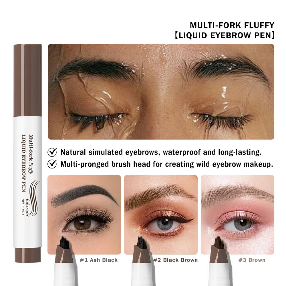 Long Lasting 4D Eyebrow Pen Multi Forks Liquid Pen Tip Fine Sketch Liquid Tattoo Brow Waterproof Precise Makeup HIP