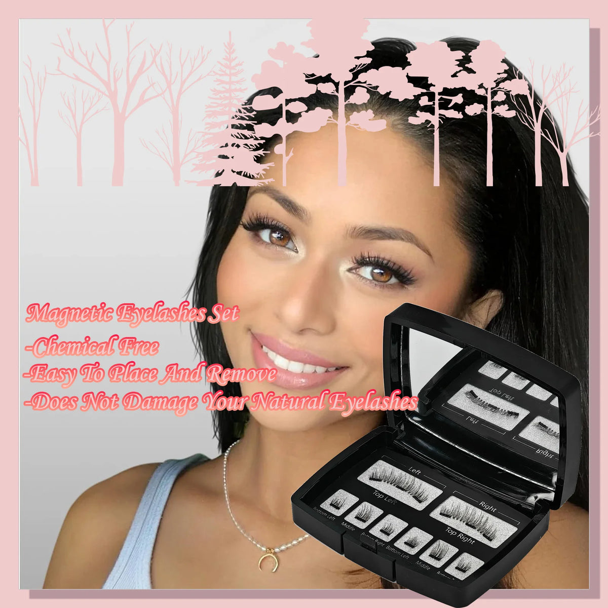 Magnetic Eyelashes Natural Look (No Eyeliner Needed) 3 Magnets Magnets Clusters Double Strips Clip On Easy Reusable (Very Natura HIP
