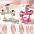 Silk Ribbon Nail Cat Eye Magnet Circle Rotating Gyroscope Powerful Glass Bead Magnetic Manicure Tool for Nail Art Cat Eye UV Gel HIP White Add Pink-2Pc