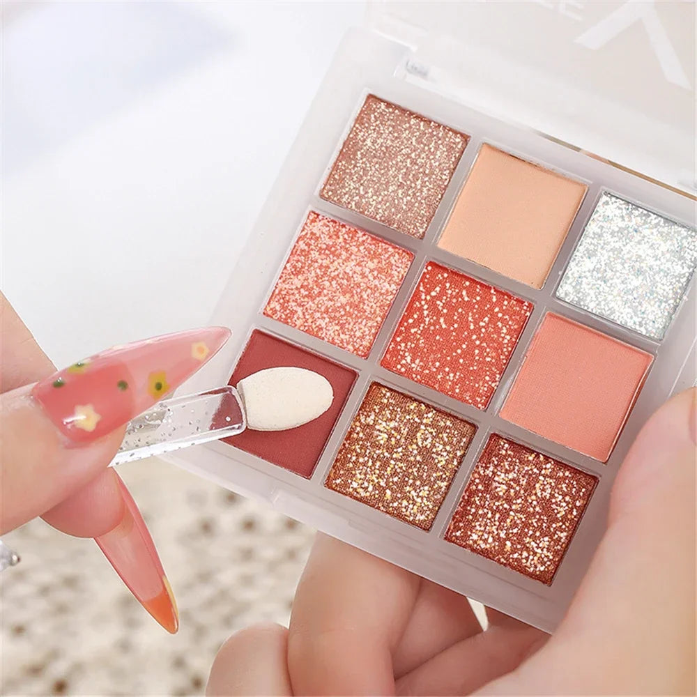 New 9 Colors Nude Shimmer Matte Eyeshadow Pallete Glitter Eyeshadow Long Lasting Waterproof Eye Pigments Shine Eyeshadow Makeup HIP