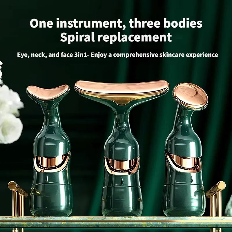 CAMMUO 3-in-1 Microcurrent Face Neck & Eye Massager Device Microcurrent Beauty Device HIP