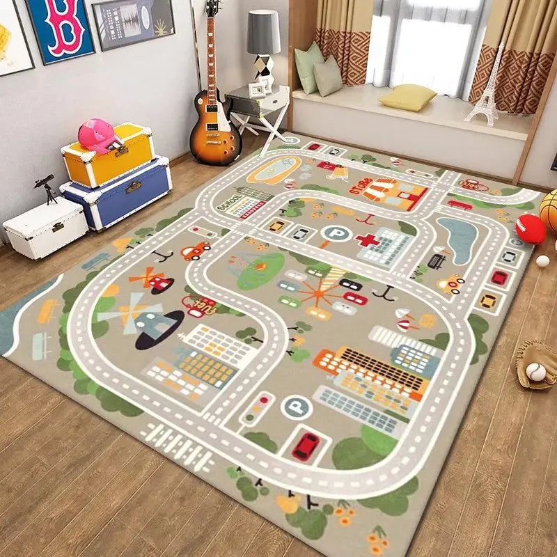 Kids Car Play Mat – City Traffic Non-Slip Rug for Playroom Kids Play Rug HIP 2 120x160cm-Felt
