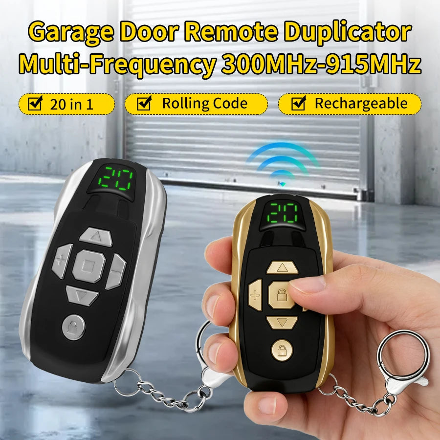 20-Channel Rechargeable Key Duplicator For Universal Garage Door Remote Control Gate Controller Clone 300-915Mhz Multi-frequency HIP