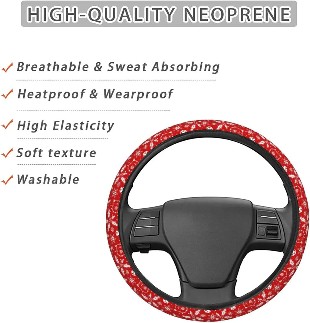 Christmas Elastic Steering Wheel Cover – Anti-Slip Neoprene Steering Wheel Cover HIP