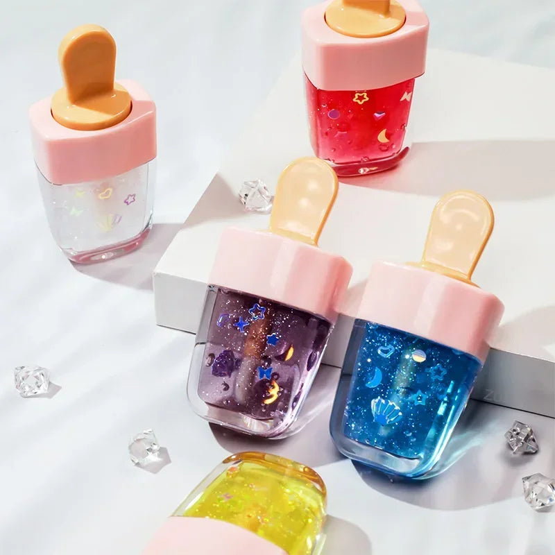 Ice Cream Shape Lip Glaze Glitter Liquid Lipstick Long Lasting Waterproof Moisturizing Lip Gloss Cute Lip Oil Lips Care HIP