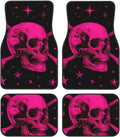 Hot Pink Skull Car Floor Mats – 4-Piece All-Weather Set Car Floor Mat Set HIP black