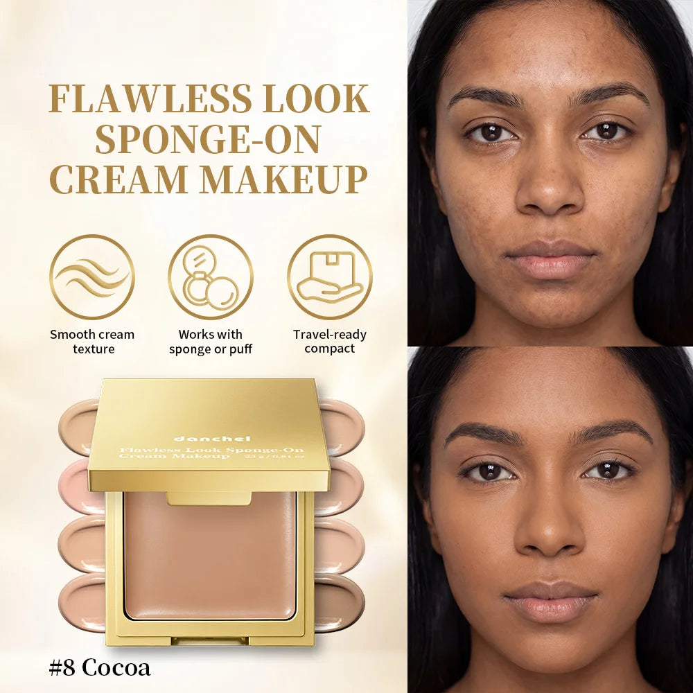 Flawless Finish Cream Foundation Sponge‑On Medium‑to‑Full Coverage Oil Control Breathable Long Lasting Concealer Makeup HIP