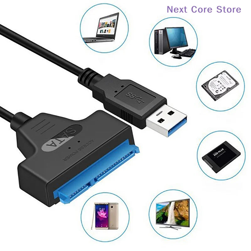 USB 3.0 to SATA Adapter Cable for 2.5" SSD & HDD Drives SATA USB Adapter HIP