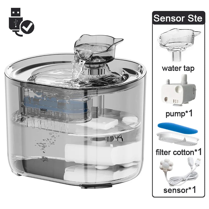 Cat Water Fountain Automatic Cats Dog Drinking Fountain with Recirculate Filters USB Electric Water Pump Pet cat Water Dispenser HIP With sensor